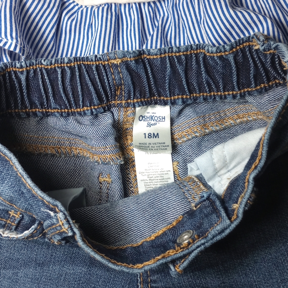 Oshkosh B'gosh Two piece Set Blue White Denim Size 18M - Picture 11 of 12